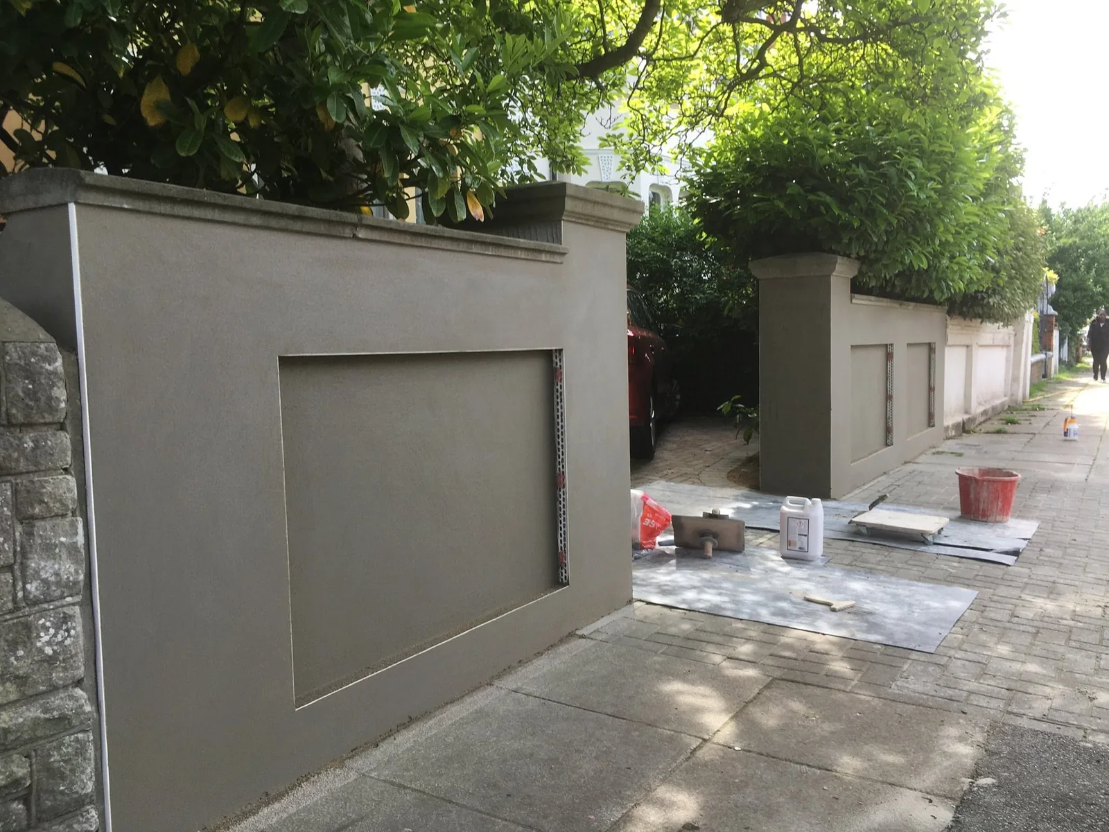 Exterior rendered boundary walls